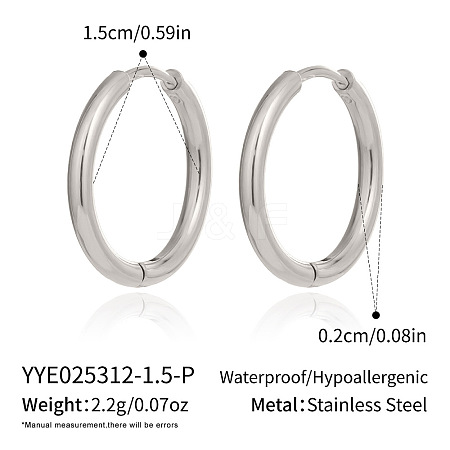 304 Stainless Steel Huggie Hoop Earrings for Women GR9460-3-1