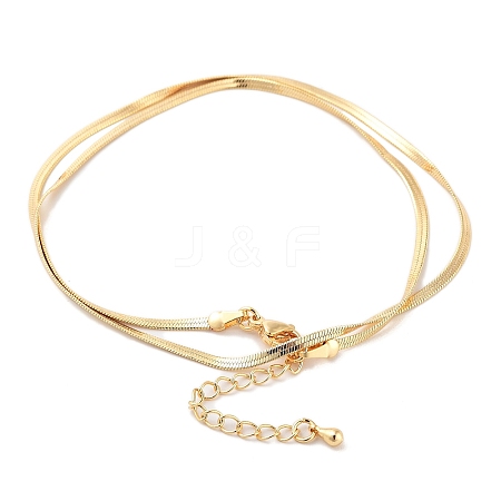 Brass Flat Snake Chain Necklaces for Women NJEW-Q344-04G-1