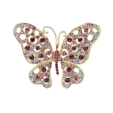 Butterfly Alloy Rhinestone Brooches PW-WG40679-01-1