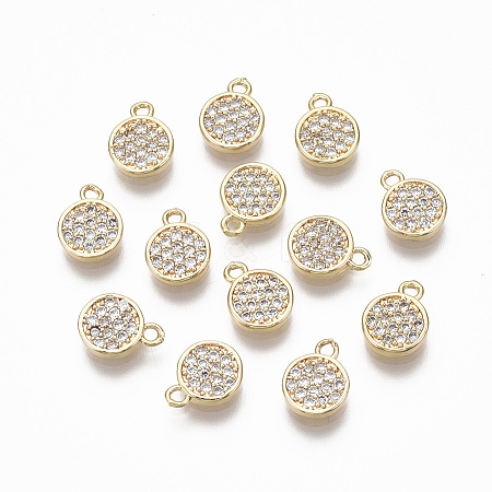 Brass Micro Pave Clear Cubic Zirconia Charms KK-R134-015-NF-1