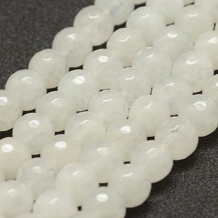 Faceted Natural White Jade Beads Strands G-F448-8mm-1