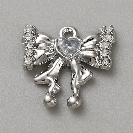 White Series Love Bow Alloy Acrylic Pendant PALLOY-WH0115-01P-11-1