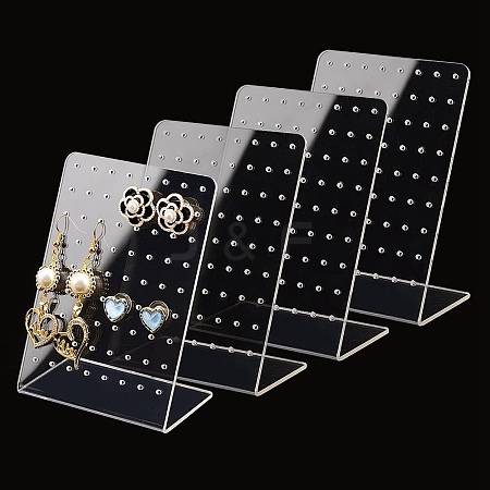 L Shaped Organic Glass Earring Display Stands ODIS-PH0001-51-WH-1