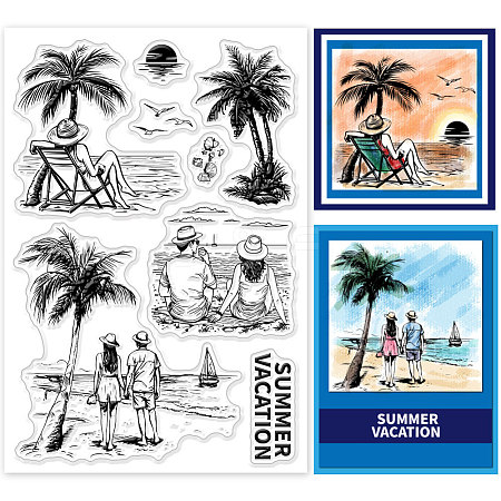 Custom Summer Theme PVC Plastic Clear Stamps DIY-WH0631-0072-1