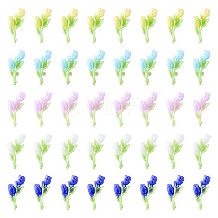 100Pcs 5 Colors Luminous & Two Tone Resin Decoden Cabochons RESI-TA0003-90-1