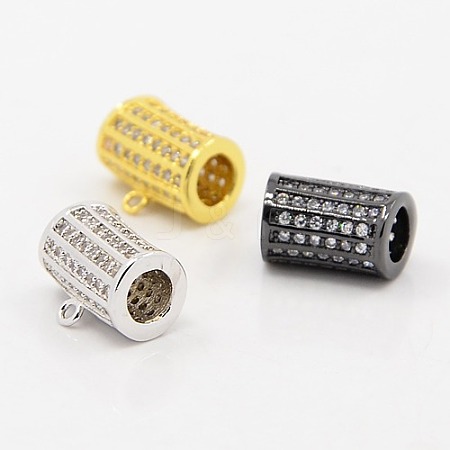 CZ Jewelry Findings Brass Micro Pave Cubic Zirconia Tube Bails ZIRC-M012-05-NR-1