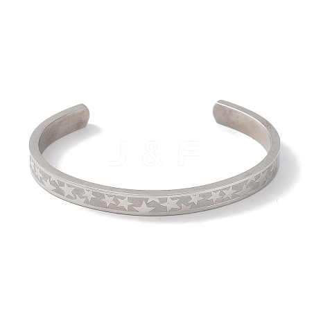 304 Stainless Steel Star Cuff Bangles BJEW-F464-P-01-1