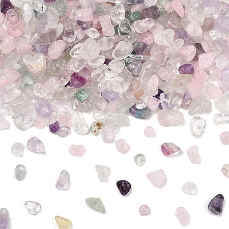 5 Strands 5 Styles Natural Fluorite & Quartz Crystal & Rose Quartz & Amethyst Chip Beads Strands G-YW0002-74-1