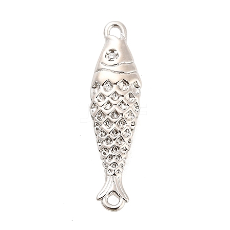 Brass Micro Pave Clear Cubic Zirconia Fish Connector Charms KK-H527-37P-1