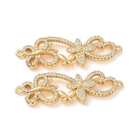 Brass Micro Pave Clear Cubic Zirconia Connector Charms CU-CBA4579-01G-A-1
