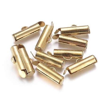 Brass Slide On End Clasp Tubes KK-TAC0003-04B-G-1