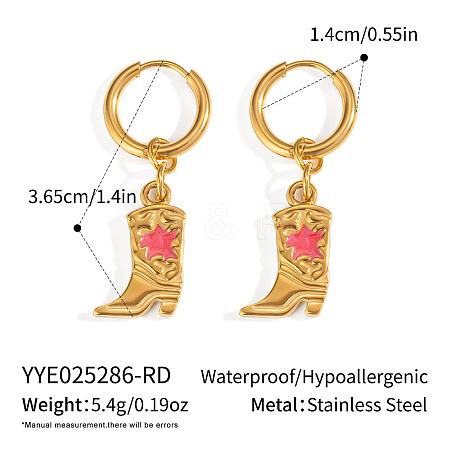 304 Stainless Steel Shoes with Star Hoop Earrings KC5078-3-1
