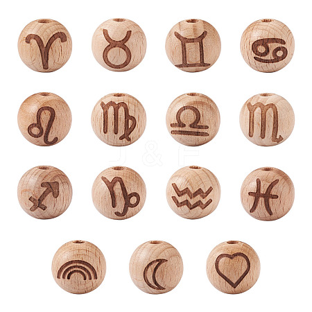 Natural Undyed Beech Beads WOOD-BT0001-04-1
