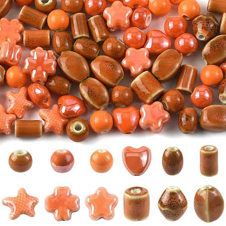 68Pcs 12 Styles Handmade Porcelain Beads PORC-FS0001-55-1