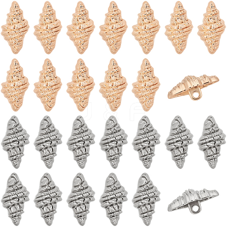 40Pcs 2 Colors 1-Hole Alloy Shank Buttons BUTT-CY0001-28A-1