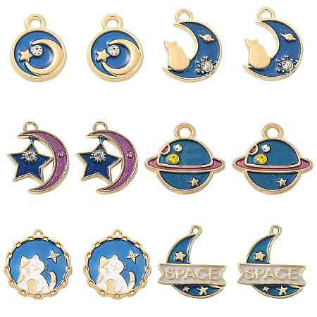 30Pcs 6 Styles Alloy Enamel Pendants ENAM-CJ0003-07-1