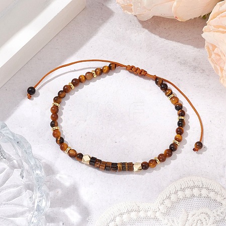 Natural Tiger Eye Braided Bead Bracelets BJEW-JB11241-06-1