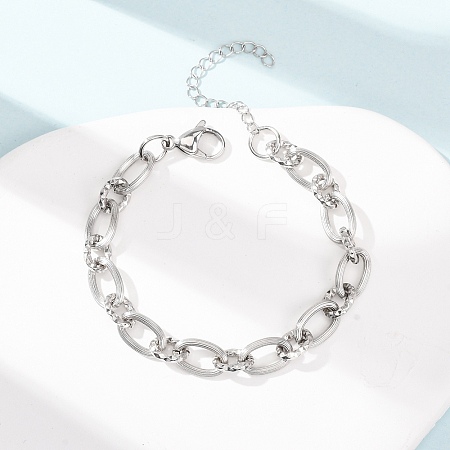 8MM 304 Stainless Oval Link Chain Bracelets SA-CBA725A-27P-1