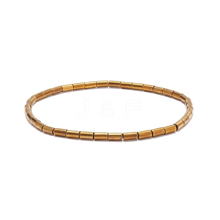 Glass Column Beaded Stretch Bracelet for Women BJEW-JB08625-01-1