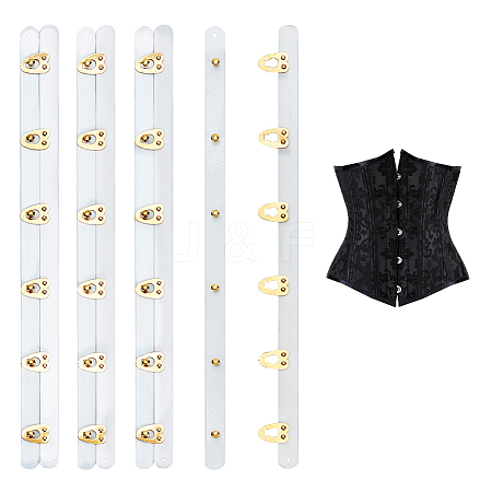 6-Hook Iron Corset Busk with Golden 201 Stainless Steel Buttons FIND-WH0120-75-1