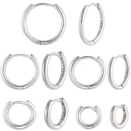 5 Pair 5 Styles Brass Hoop Earrings EJEW-BBC0001-90-1