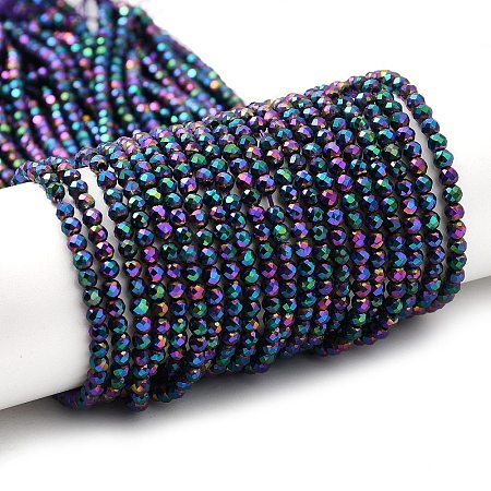 Electroplate Glass Beads Strands GLAA-H021-01B-FP11-1