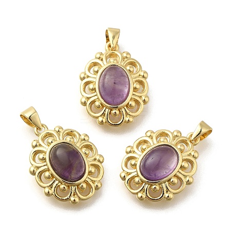 Natural Amethyst Pendants G-K381-01G-10-1