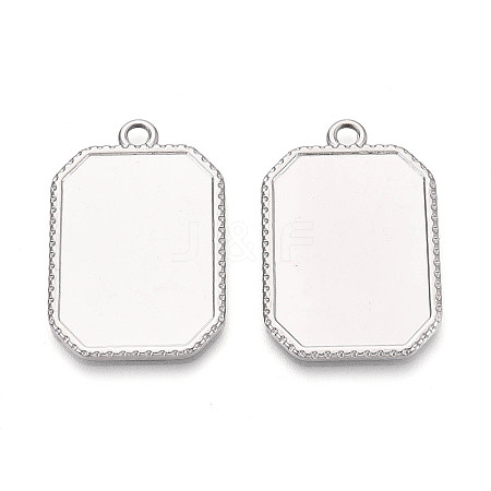304 Stainless Steel Pendant Cabochon Settings STAS-N108-76P-1