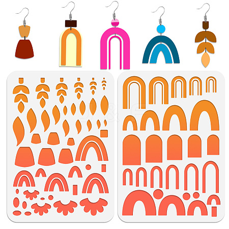 2Pcs 2 Style PET Plastic Earring Handwork Template DIY-WH0571-001-1