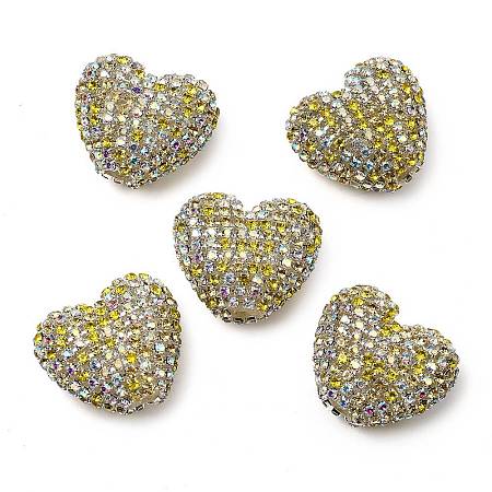 Sparkling Acrylic Heart Beads with Rhinestone Embellishment OACR-NH0001-02B-05-1