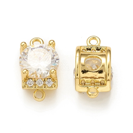 Brass Micro Pave Clear Cubic Zirconia Connector Charms KK-P228-65G-1