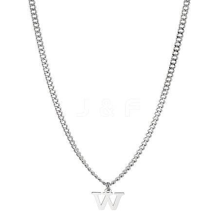 1Pc 304 Stainless Steel Letter Pendant Necklaces NJEW-LP0001-33W-P-1