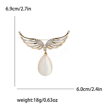 Alloy and Clear Rinestone Wings Brooch PW-WG6BAD7-01-1