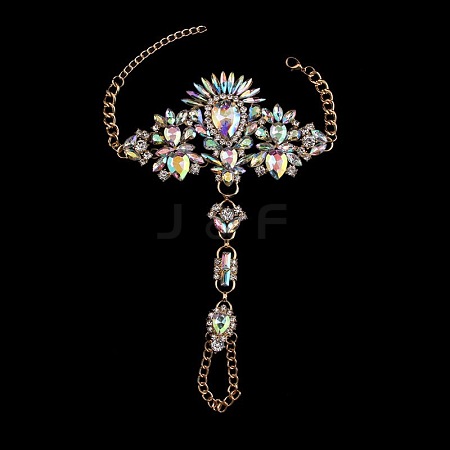 Fashion Alloy & Acrylic Rhinestone Flower Toe Ring Anklets for Beach Party WGAEED0-02-1