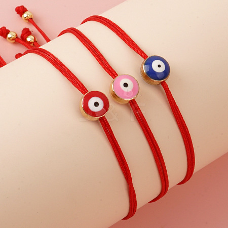 3Pcs Adjustable Alloy Enamel Evil Eye Braided Bead Bracelet Sets for Women YG3335-1