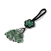 Flower Natural Green Aventurine Braided Thread Pendant Decorations HJEW-K046-04H-2