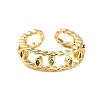 Rack Plating Brass Micro Pave Cubic Zirconia Open Cuff Rings for Women RJEW-U026-01G-01-3