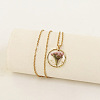 Alloy & Plastic Inner Flower Flat Round Pendant Necklaces FS-WG8915D-16-1