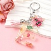 Resin & Acrylic & Faux Suede Tassel Keychain KEYC-YW00125-05-1