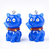 Resin Lucky Kitten Pendants RESI-T021-02-2