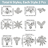 12Pcs 6 Styles Alloy Glass Cabochons DIY-GF0013-78-2