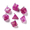 7 Styles Opaque Resin Polyhedral Dice Pendants Set RESI-A029-01S-1