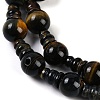 Natural Yellow Tiger Eye & Dyed Blue Tiger Eye(Dyed & Heated) 3-Hole Guru Beads Strands G-H064-E05-01A-4