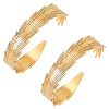 2Pcs 304 Stainless Steel Feather Cuff Bangles BJEW-PH0004-41-1