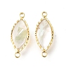 Brass Pave Natural White Shell Connector Charms KK-E794-01G-10-1