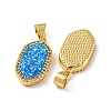 Brass Pendants Micro Pave Cubic Zirconia with Synthetic Opal KK-K356-10G-2