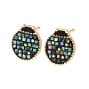 Brass Enamel Ladybird Stud Earrings EJEW-I322-11G-5