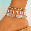 Bohemian Alloy & Round Plastic Coin Tassel Anklets for Women FS-WGC85CC-02-1
