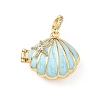 Brass Micro Pave Clear Cubic Zirconia Photo Locket Pendants KK-A303-15A-G-1