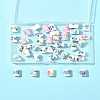40Pcs Floral Printed Porcelain Beads PORC-FS0001-15-8